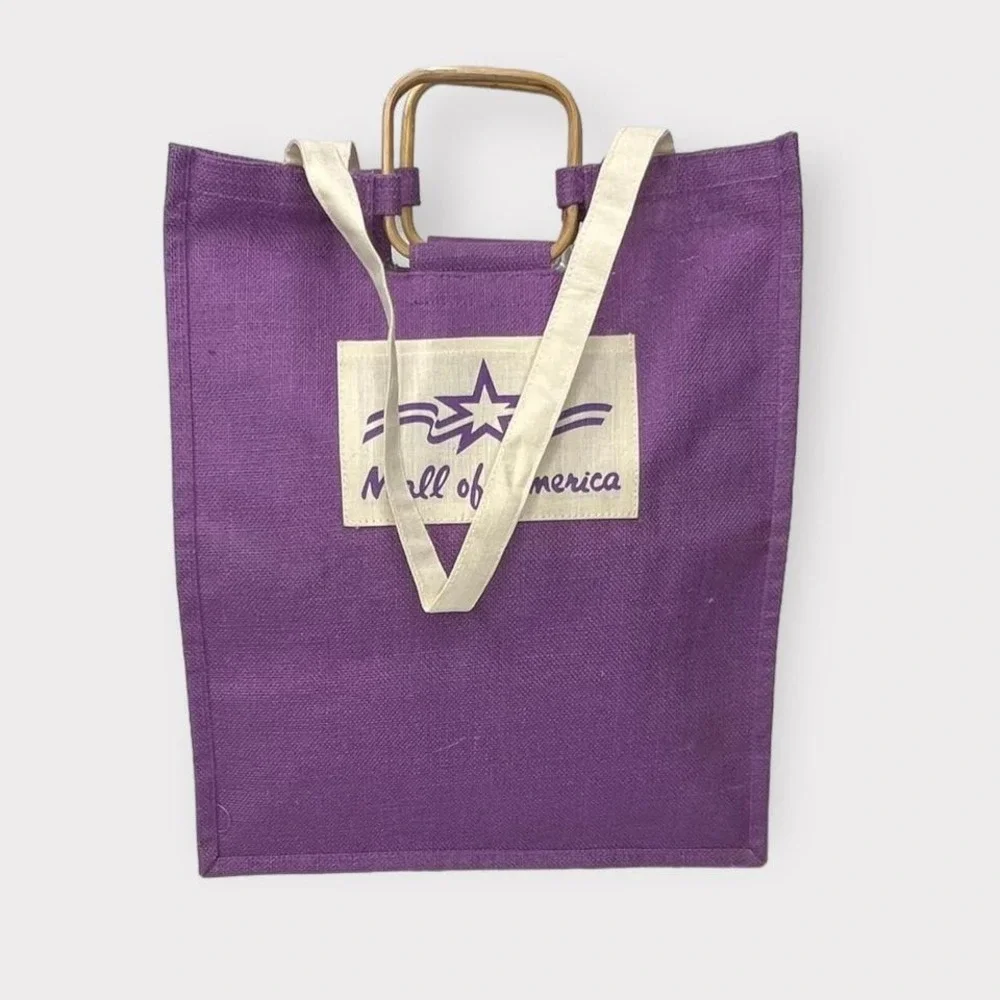 Purple Jute Shoulder Bag Wooden Handles - Mall of America‎